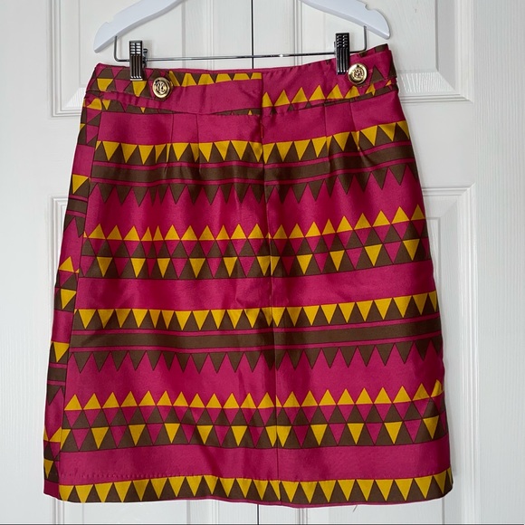 Lissa Mar Mod 70’s Geometric Print Wool Silk Blend Skirt - Picture 1 of 6